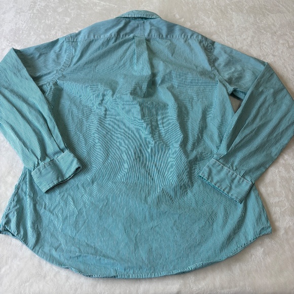 Ralph Lauren Button Down Casual Shirt Mens Size Large Slim Fit Green Striped - Picture 5 of 7